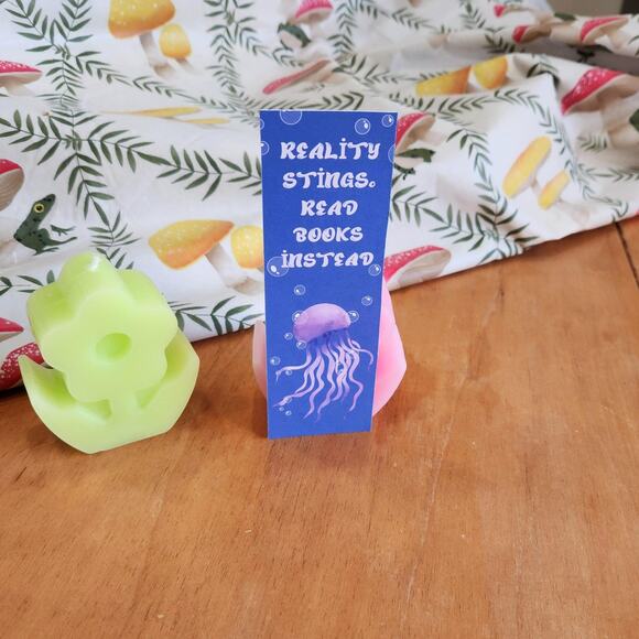 Jellyfish Bookmark Blue Pink Sea Creature Marine Life Nautical Bookish Gift - Picture 3 of 5